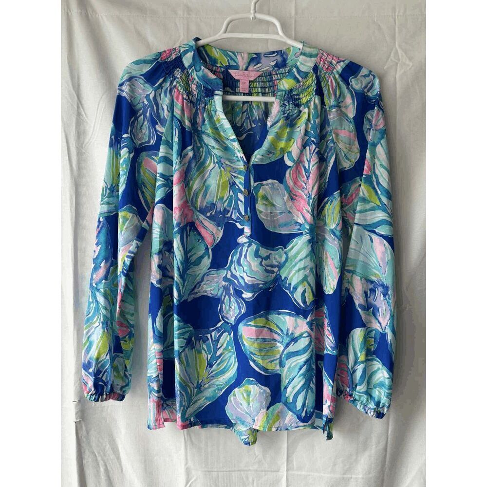 Lilly Pulitzer Silk Elsa Top in Casa Del Sol Womens Size XXS